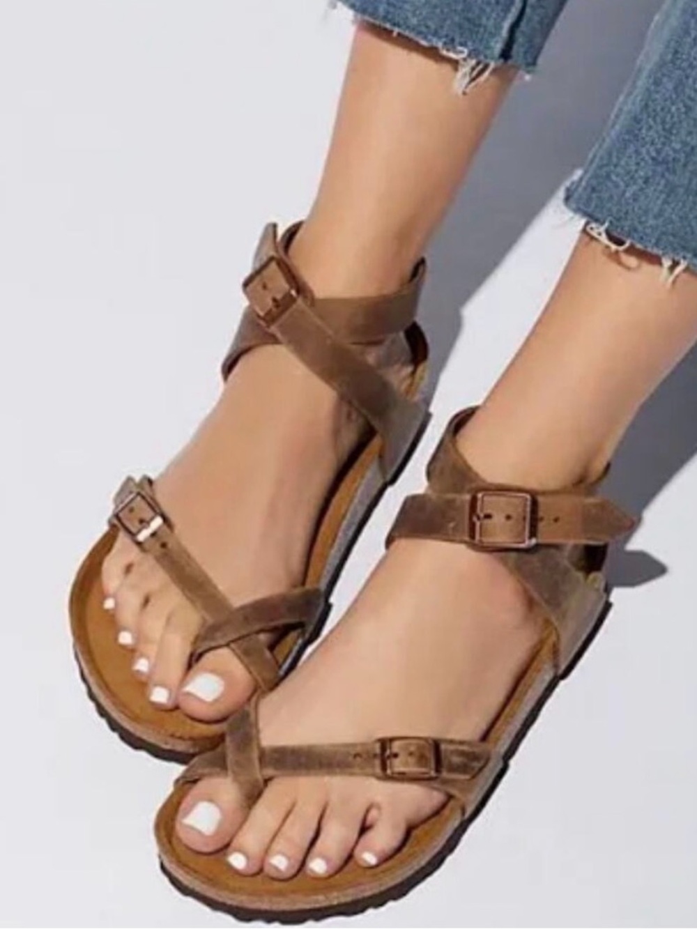 Birkenstock Yara Ankle Wrap Oiled Leather Mocha Brown Sandal Size 37 (7 W) - Picture 9 of 10